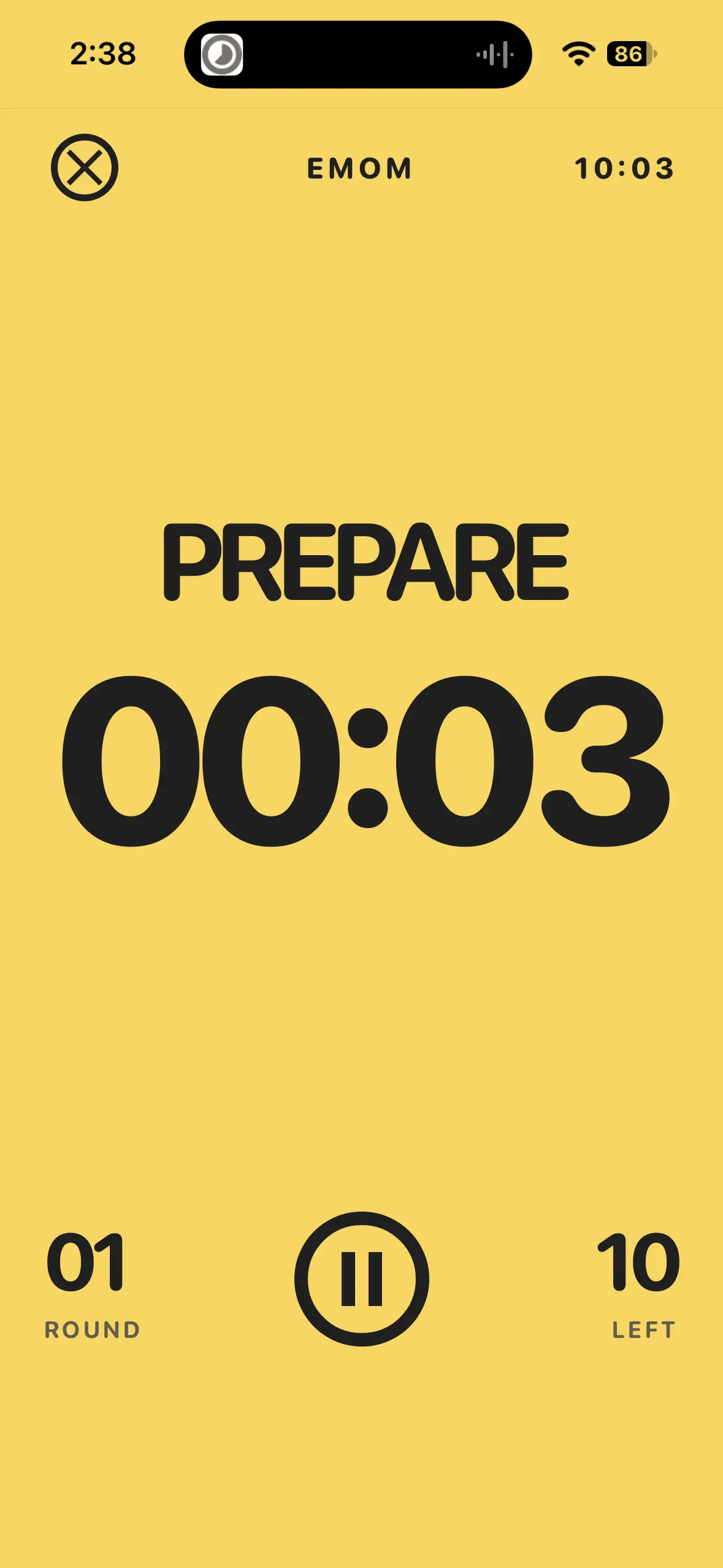 Tempo preparation countdown screen