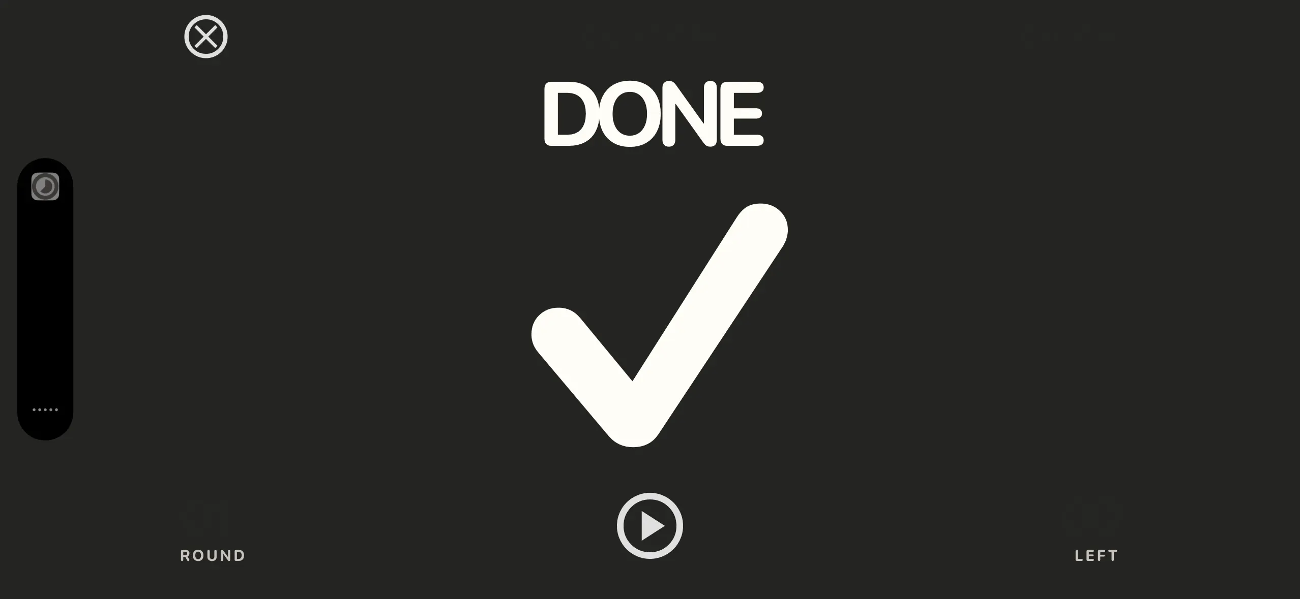 Tempo completed workout screen in landscape orientation