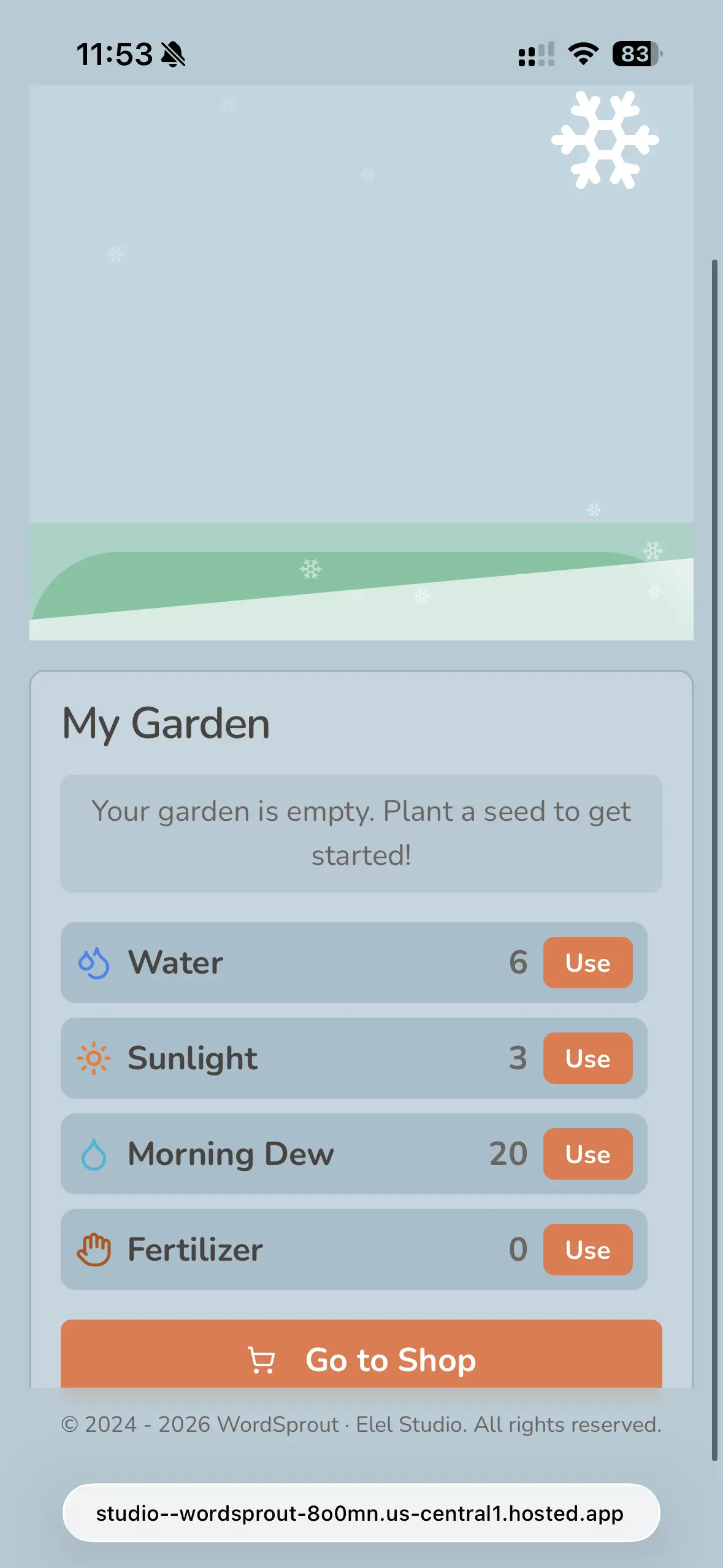 WordSprout V2 garden screen