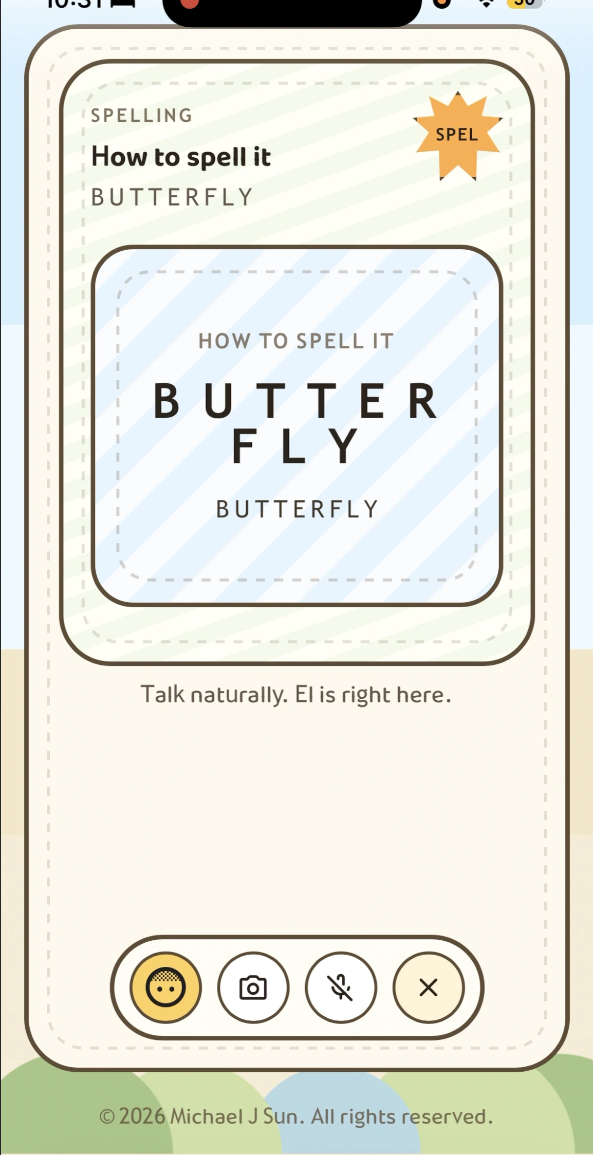 Curious Garden spelling support card