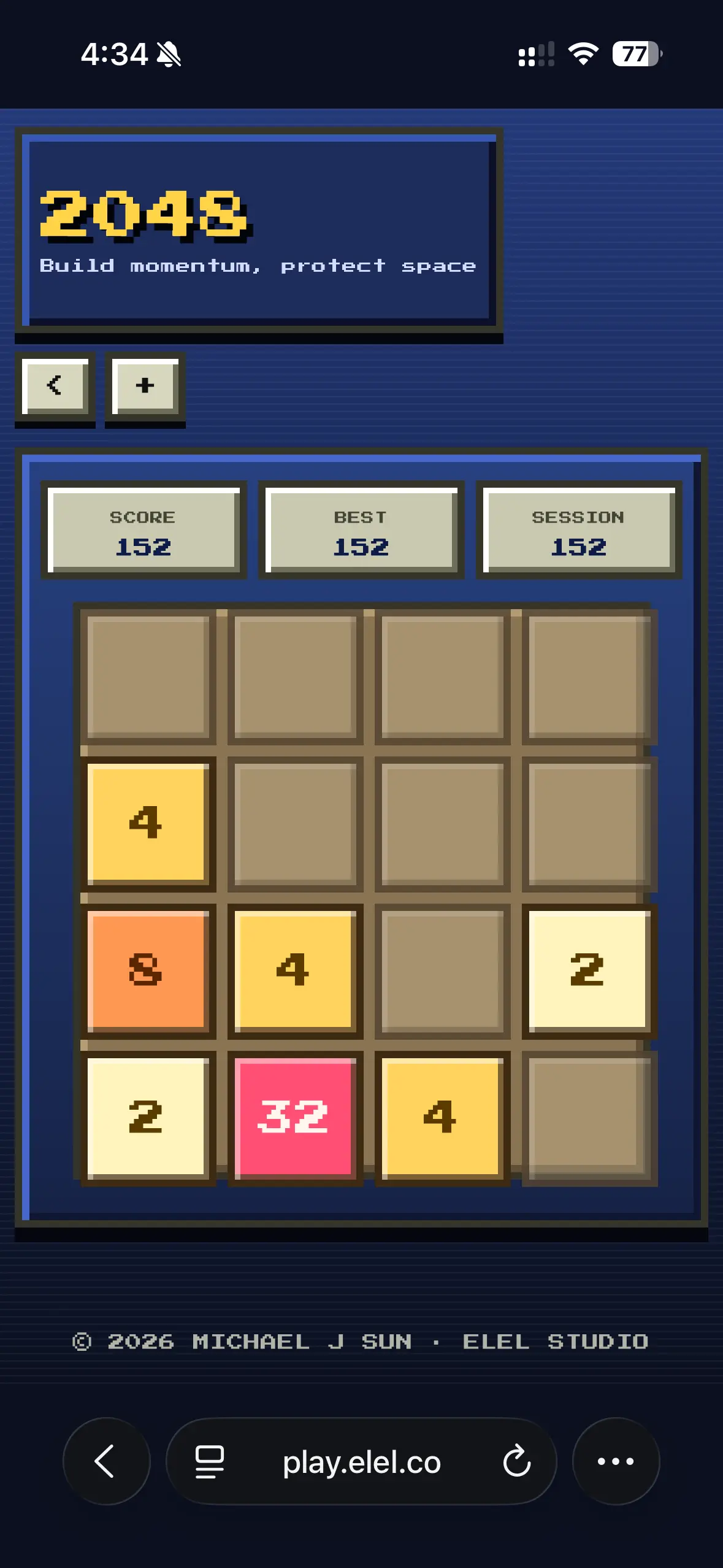 Play 2048 game screen