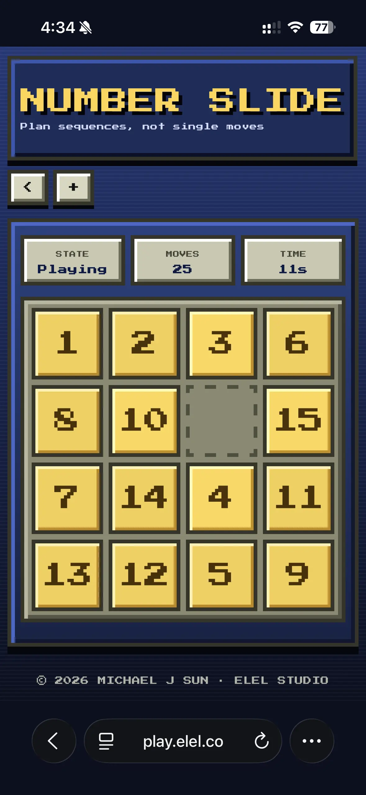 Play Number Slide game screen