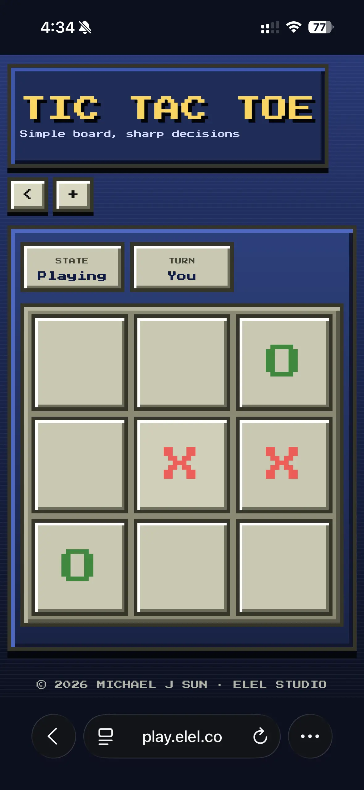 Play Tic Tac Toe game screen