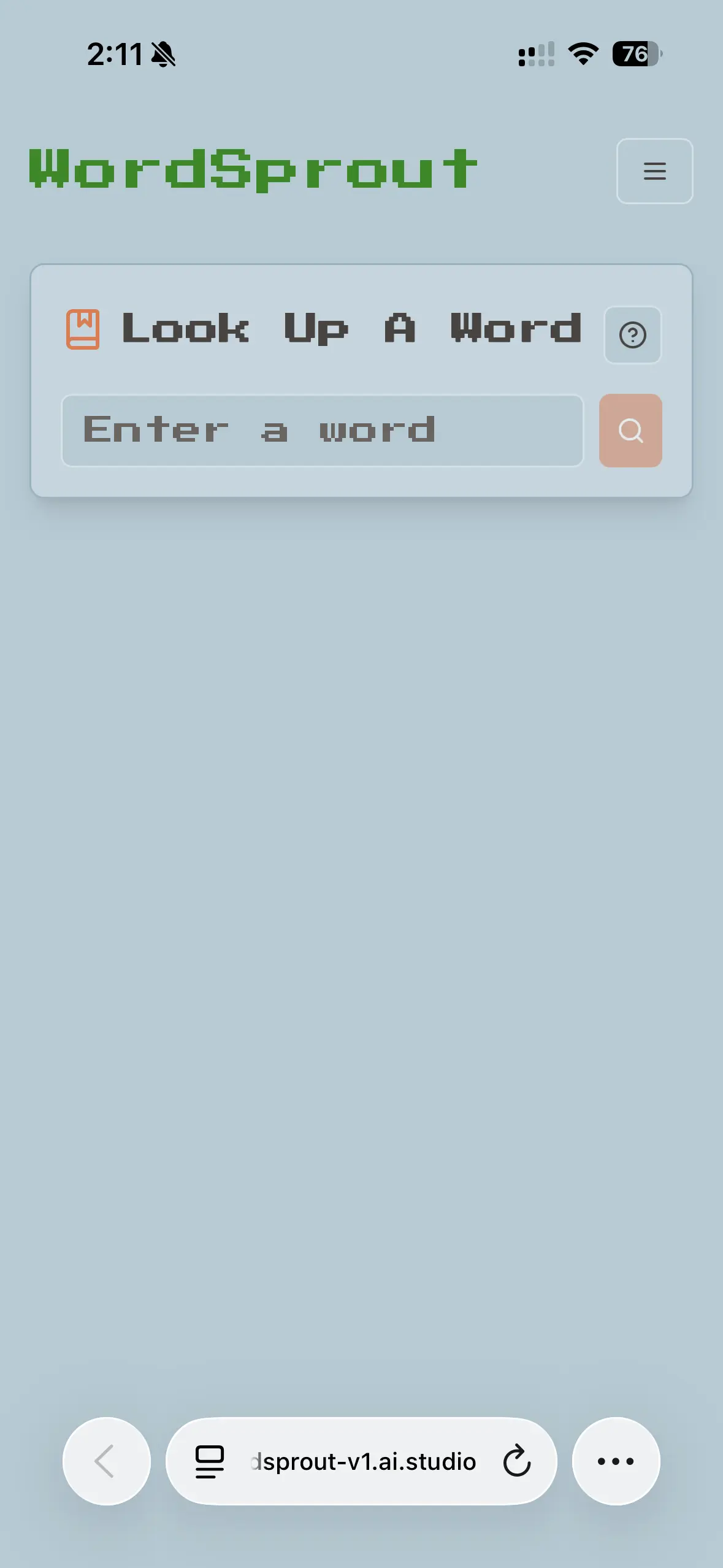 WordSprout landing screen for signed-out learners
