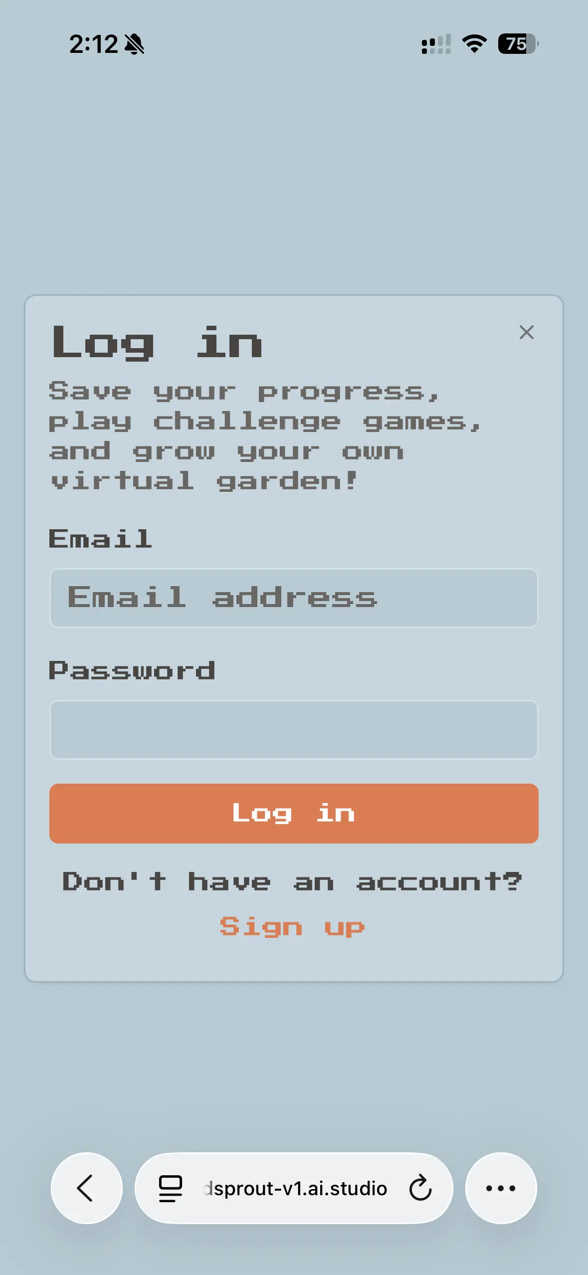 WordSprout sign-in screen